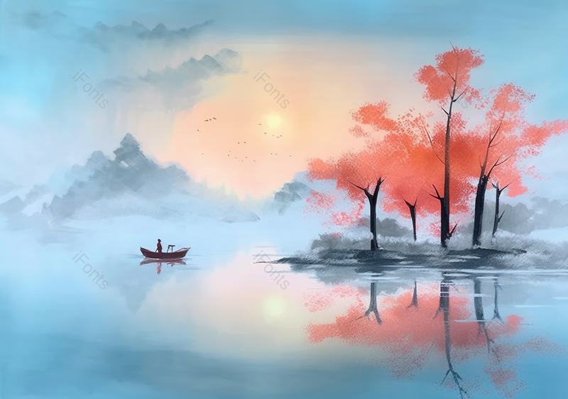 手绘中国风小清新水彩风格山水风景插画,插画/手绘图,插画/手绘图库,插画/手绘图下载,插画/手绘